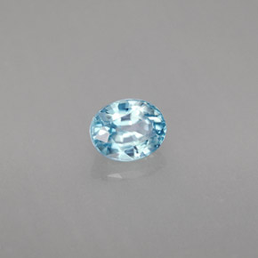1.27캐럿 천연 블루 지르콘, 타원형 컷, 6.2×5.1 mm, VVS