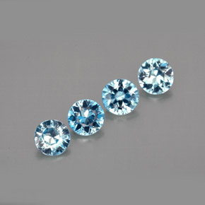 캐럿 천연 블루 지르콘 보석, 라운드 컷, 4.37 mm, VVS-VS