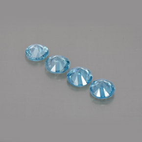 캐럿 천연 블루 지르콘 보석, 라운드 컷, 4.37 mm, VVS-VS