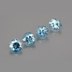 캐럿 천연 블루 지르콘 보석, 라운드 컷, 4.69 mm, VVS-VS