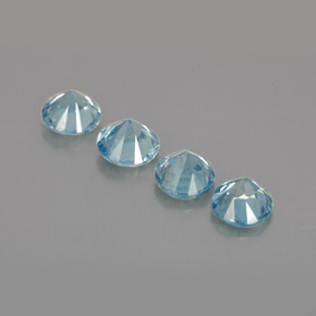 캐럿 천연 블루 지르콘 보석, 라운드 컷, 4.69 mm, VVS-VS