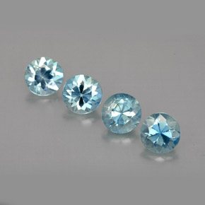 캐럿 천연 블루 지르콘 보석, 라운드 컷, 4.56 mm, VVS