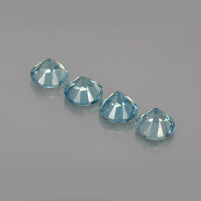 캐럿 천연 블루 지르콘 보석, 라운드 컷, 4.56 mm, VVS