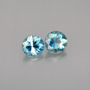 캐럿 천연 블루 지르콘 보석, 라운드 컷, 4.46 mm, VVS-VS