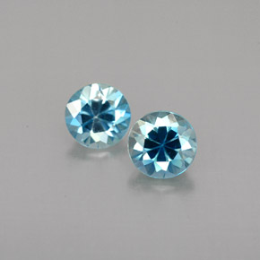 캐럿 천연 블루 지르콘 보석, 라운드 컷, 4.46 mm, VVS-VS