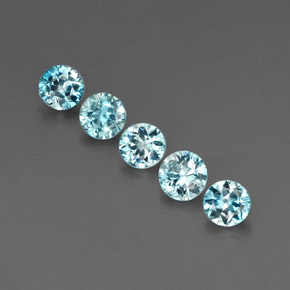 캐럿 천연 블루 지르콘 보석, 라운드 컷, 4.29 mm, VVS-VS