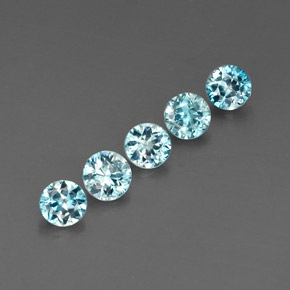 캐럿 천연 블루 지르콘 보석, 라운드 컷, 4.29 mm, VVS-VS
