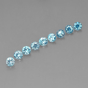 캐럿 천연 블루 지르콘 보석, 라운드 컷, 3.31 mm, VS