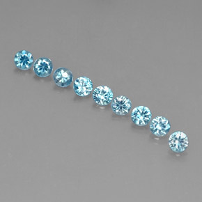 캐럿 천연 블루 지르콘 보석, 라운드 컷, 3.31 mm, VS