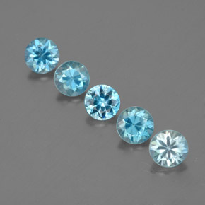 캐럿 천연 블루 지르콘 보석, 라운드 컷, 3.78 mm, VVS-VS