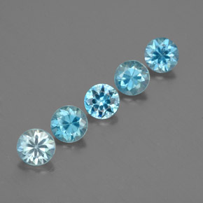 캐럿 천연 블루 지르콘 보석, 라운드 컷, 3.78 mm, VVS-VS