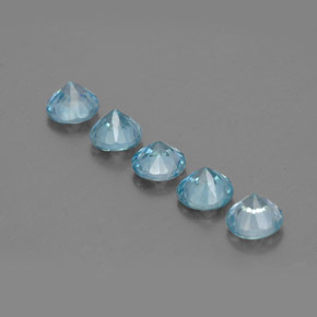 캐럿 천연 블루 지르콘 보석, 라운드 컷, 3.78 mm, VVS-VS