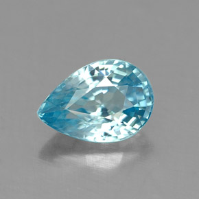 1.05캐럿 천연 블루 지르콘, 배 모양, 6.9×4.9 mm, VVS