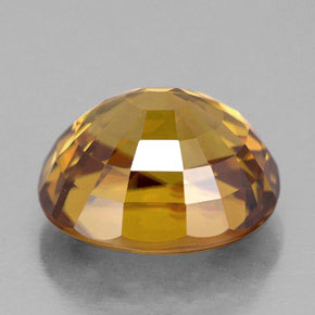 10.17캐럿 천연 골든 옐로우 지르콘, 타원형 컷, 12.2×10.7 mm, IF