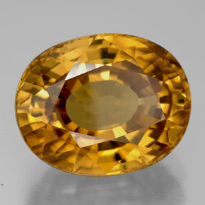 22.80캐럿 천연 골든 옐로우 지르콘, 타원형 컷, 16.9×13.4 mm, VVS