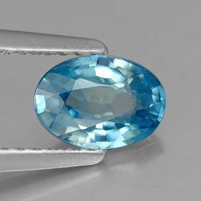 1.13캐럿 천연 블루 지르콘, 타원형 컷, 7×5 mm, VS