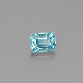 0.41캐럿 천연 블루 지르콘, 에메랄드 컷, 4×3 mm, VS