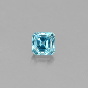 0.36캐럿 천연 블루 지르콘, 에메랄드 컷, 3.4×3.3 mm, VS