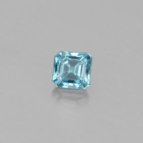 0.36캐럿 천연 블루 지르콘, 에메랄드 컷, 3.4×3.3 mm, VS