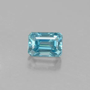 0.67캐럿 천연 블루 지르콘, 에메랄드 컷, 4.8×3.4 mm, VS