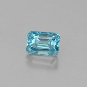 0.67캐럿 천연 블루 지르콘, 에메랄드 컷, 4.8×3.4 mm, VS