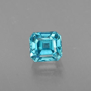 0.56캐럿 천연 블루 지르콘, 에메랄드 컷, 3.9×3.6 mm, VVS-VS