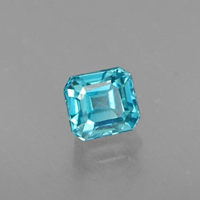 0.56캐럿 천연 블루 지르콘, 에메랄드 컷, 3.9×3.6 mm, VVS-VS