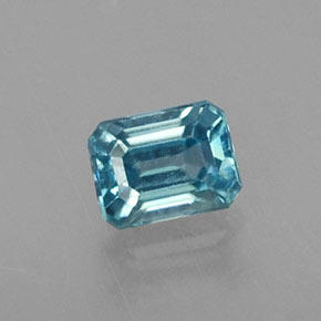 0.41캐럿 천연 블루 지르콘, 에메랄드 컷, 4.2×3.2 mm, VVS-VS