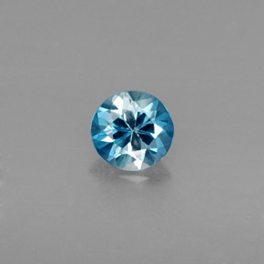 0.49캐럿 천연 블루 지르콘, 라운드 컷, 4.48 mm, VVS-VS