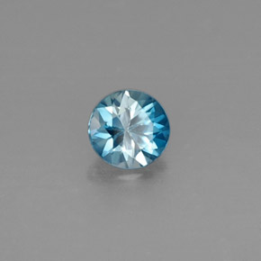 0.49캐럿 천연 블루 지르콘, 라운드 컷, 4.48 mm, VVS-VS