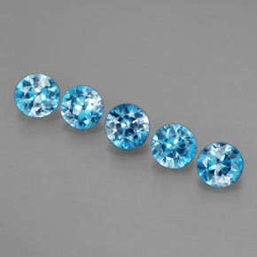 캐럿 천연 블루 지르콘 보석, 라운드 컷, 4.55 mm, VS