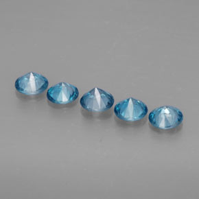 캐럿 천연 블루 지르콘 보석, 라운드 컷, 4.55 mm, VS