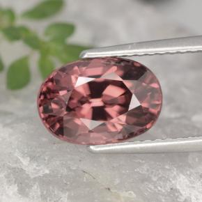 4.09캐럿 천연 핑크 로즈 지르콘, 타원형 컷, 10.2×7.1 mm, VVS