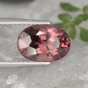 4.09캐럿 천연 핑크 로즈 지르콘, 타원형 컷, 10.2×7.1 mm, VVS
