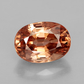4.08캐럿 천연 로즈 오렌지 지르콘, 타원형 컷, 9.8×7.1 mm, IF