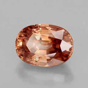 4.08캐럿 천연 로즈 오렌지 지르콘, 타원형 컷, 9.8×7.1 mm, IF
