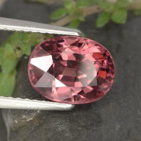 3.58캐럿 천연 핑크 레드 지르콘, 타원형 컷, 9.1×7 mm, VVS