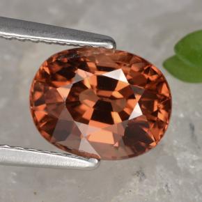 3.54캐럿 천연 로즈 오렌지 지르콘, 타원형 컷, 9.1×7.1 mm, VS