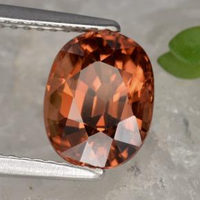 3.54캐럿 천연 로즈 오렌지 지르콘, 타원형 컷, 9.1×7.1 mm, VS