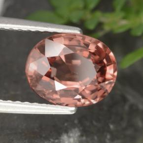 2.93캐럿 천연 오렌지 핑크 지르콘, 타원형 컷, 9×7.1 mm, VVS-VS