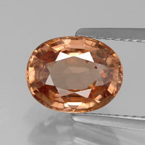 2.90캐럿 천연 로즈 오렌지 지르콘, 타원형 컷, 9.1×7.2 mm, IF