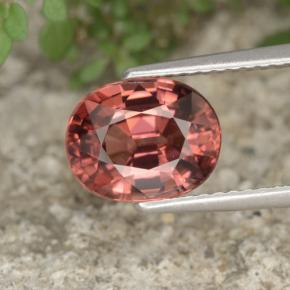 3.31캐럿 천연 핑크 로즈 지르콘, 타원형 컷, 9.1×7.2 mm, VVS