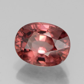3.39캐럿 천연 로즈 지르콘, 타원형 컷, 9.1×7.1 mm, IF
