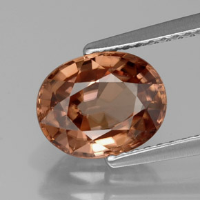 3.17캐럿 천연 로즈 오렌지 지르콘, 타원형 컷, 9×7.2 mm, VVS