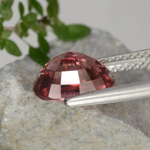 3.46캐럿 천연 딥 핑크 지르콘, 타원형 컷, 9.1×7.2 mm, VVS