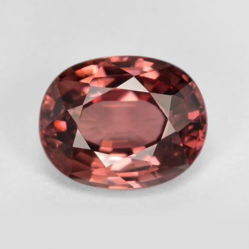 3.14캐럿 천연 미디엄 다크 레드 지르콘, 타원형 컷, 9×7.1 mm, VVS