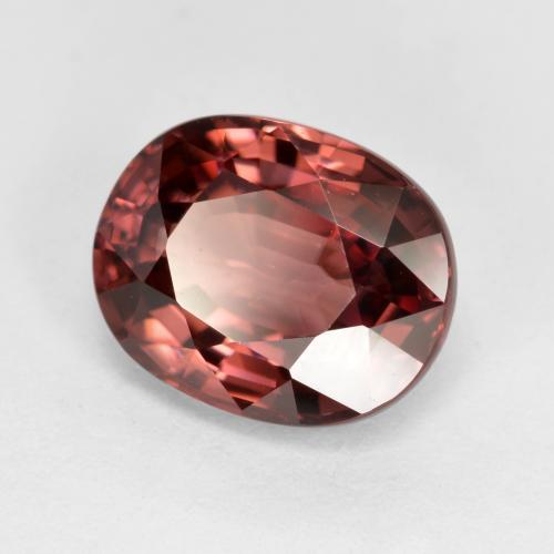 3.14캐럿 천연 미디엄 다크 레드 지르콘, 타원형 컷, 9×7.1 mm, VVS