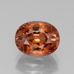 3.83캐럿 천연 로즈 오렌지 지르콘, 타원형 컷, 9×7.1 mm, VVS