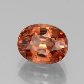 3.83캐럿 천연 로즈 오렌지 지르콘, 타원형 컷, 9×7.1 mm, VVS