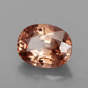 3.24캐럿 천연 로즈 오렌지 지르콘, 타원형 컷, 9.1×7.1 mm, IF